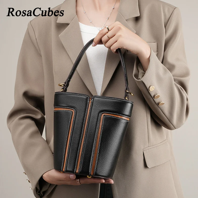 

Новинка 2023, сумки-ведра для воды, женская сумка на плечо из натуральной кожи, роскошная женская сумка контрастных цветов, простые сумки через плечо для девушек