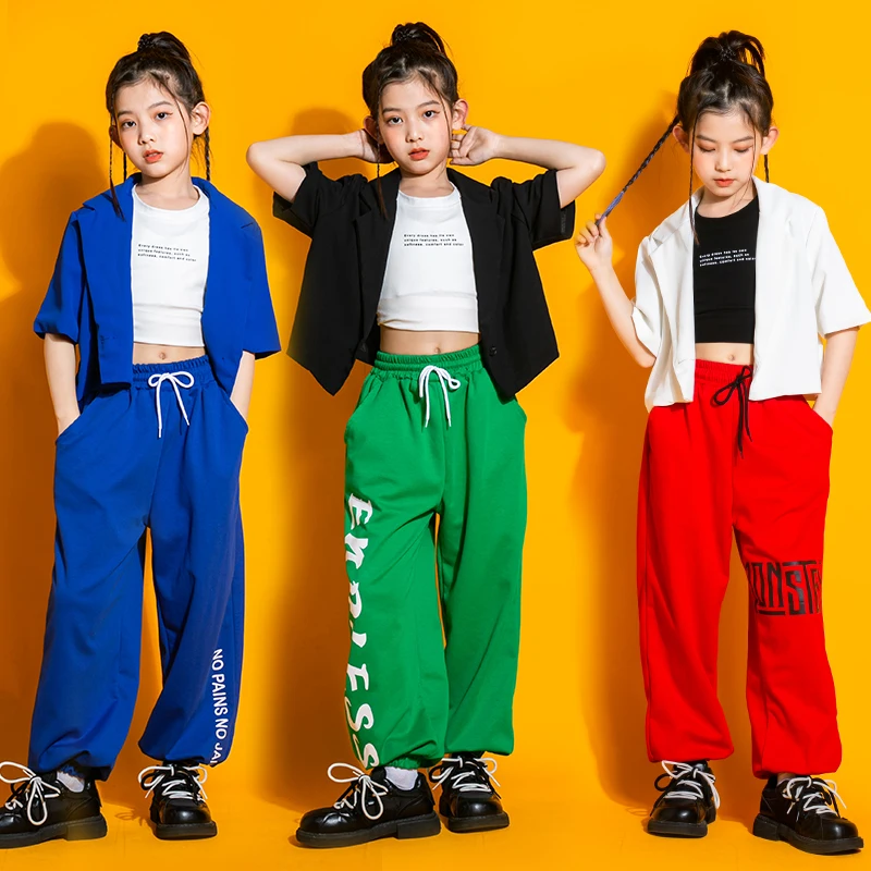 

Girls Jazz Dance Costumes Children'S Short-Sleeved Suit Catwalk Stage Performance Rave Clothes Ballroom Hip Hop Clothes DQS9486