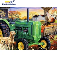 photocustom paint by number dog and excavator drawing on canvas handpainted painting art gift diy pictures by number kits home d
