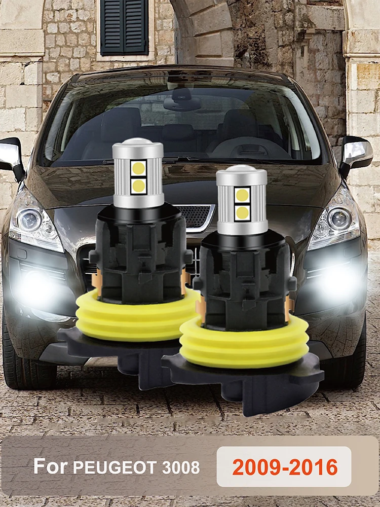 

2 шт./компл. автомобильные светодиодные дневные ходовые огни PH24W Canbus передняя противотуманная лампа 3030 9SMD белая/янтарная лампа DRL для Peugeot 3008 2009-2016