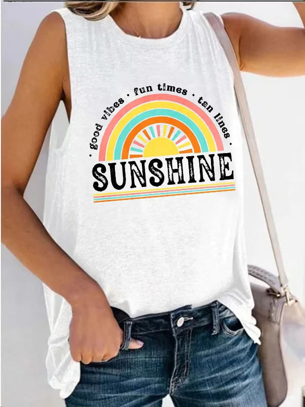 

Trendy Clothing Good Vibes Fun Times Tan Lines Women Tank Top Sunshine Outdoors Ladies Undershirt Sophisticated Singlet