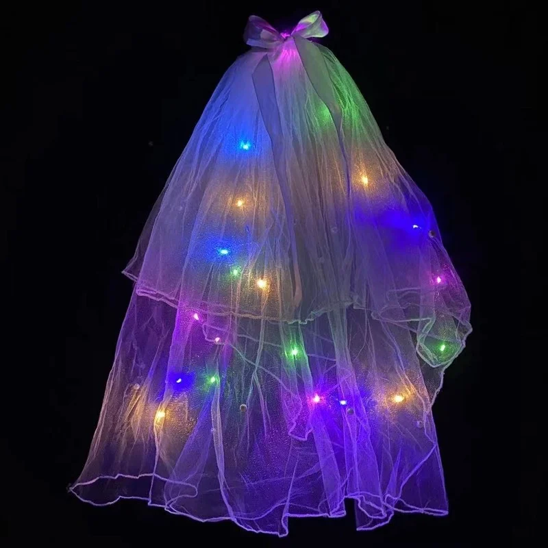 Светящаяся Фата для волос вечеринки 12 шт. Сказочная лента венок с бантом