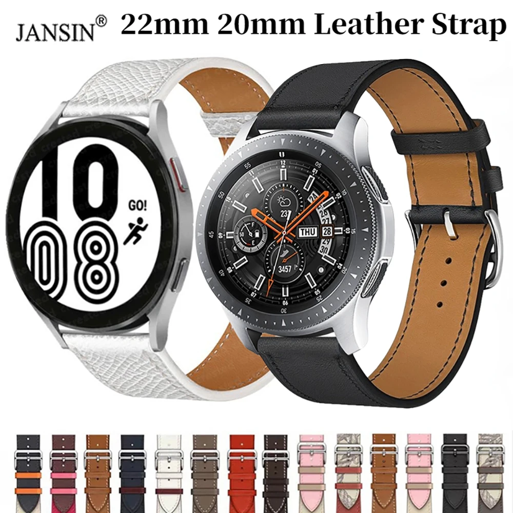 

20mm 22mm Leather Strap For Samsung Galaxy Watch 5/4/3 Gear S3 Amazfit GTR/Stratos/GTS Sport Bracelet For Huawei Watch 3/GT Belt