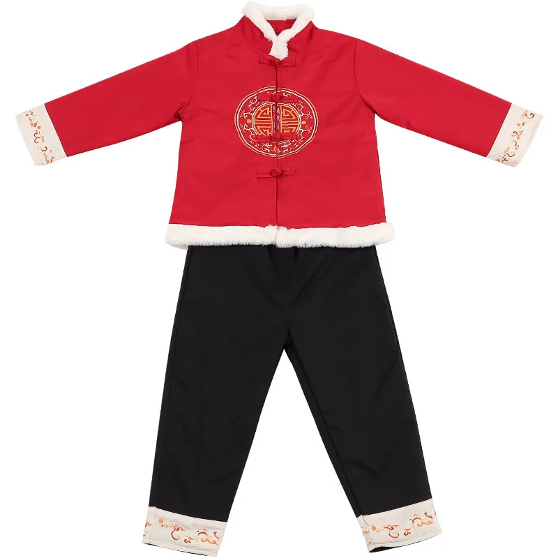 Winter Girls New Year Dress chinese Lovely Embroidery Kids Tang Suit Boys Thick And Quilted Cotton Perform Costumes |