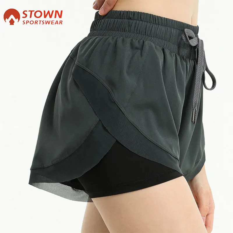 

Tummy Control Women 2 In 1 Running Shorts Hidden Pocket Drawstring Yoga Short Woman Sports Shorts Gym Fitness Shorts Sportswear