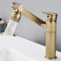 antique brozen basin faucet bathroom single lever hot and cold sink mixer tap faucet solid brass basin lavtory rotation faucet