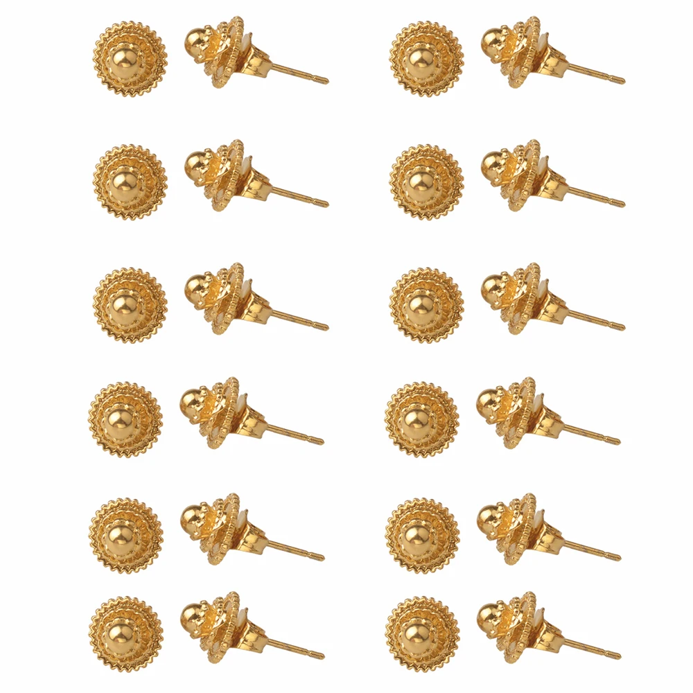 

Anniyo 12Pairs,Gold Color/Silver Color Ethiopian Small Earrings for Baby/Girls,Arab African Jewelry Wholesale #003716