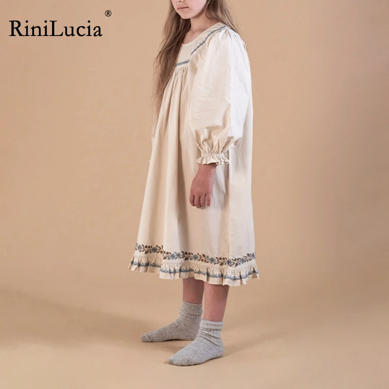

RiniLucia New Girls Kids Vintage Elegant Causal Princess Party Dresses Children Clothing Christmas Wedding Party Baby Girl Dress