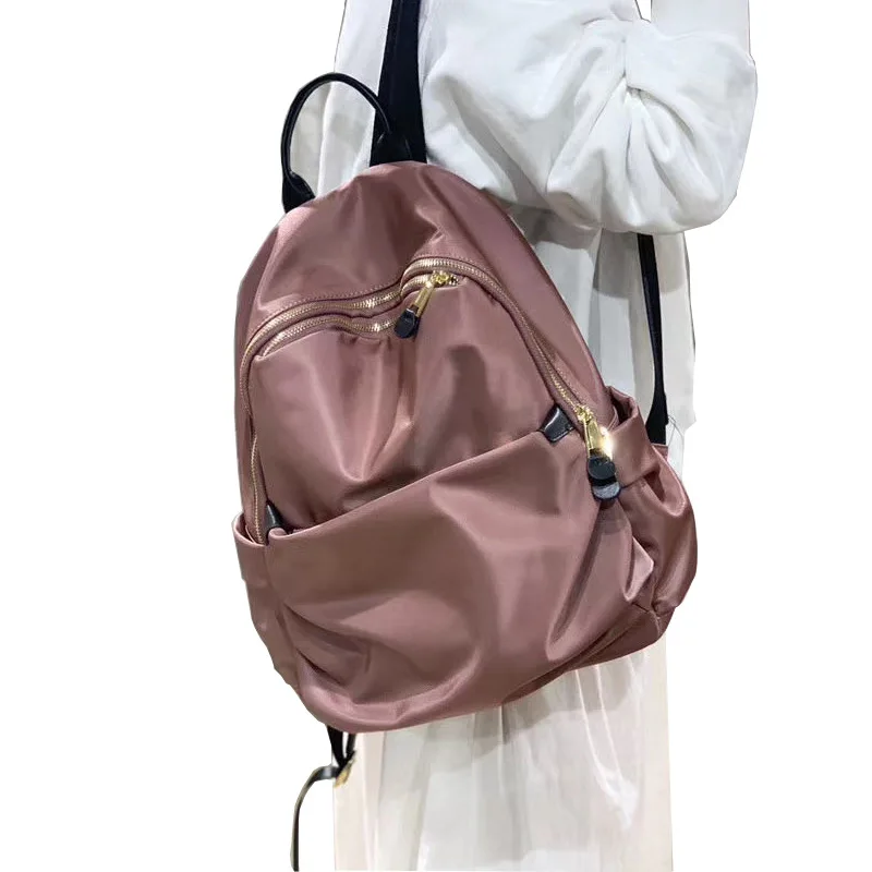 Women Bag European American Nylon Cloth Solid Color Backpack Anti-theft Girl Office Outdoor Travel Mini Storage Bag Mochila