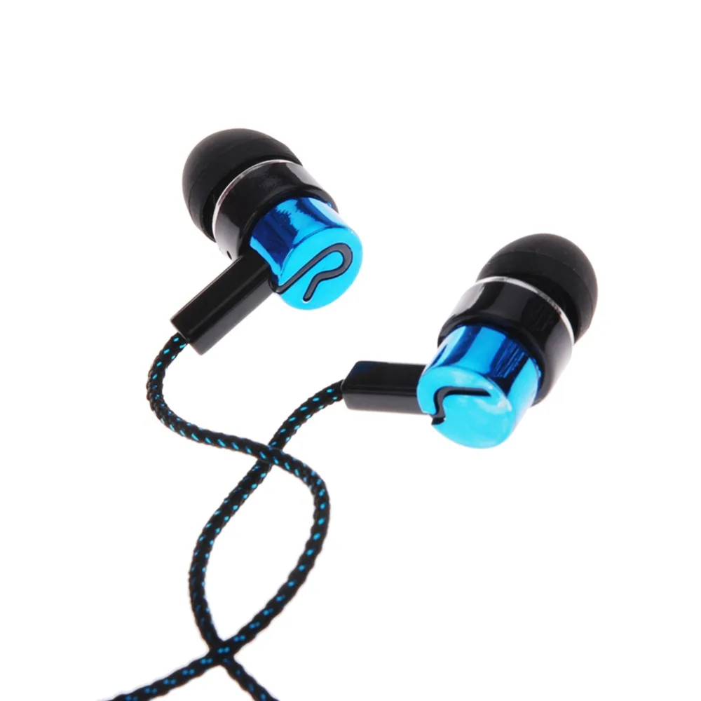 

MP3/mp4 Roping Stereo 3.5mm Subwoofer In Ear Earbud 1.1M Reflective Fiber Cloth Line Metal Earphone Hot Sale Head Phones