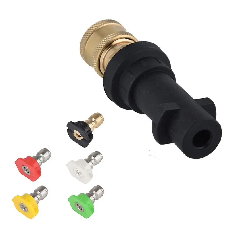 

Heavy Duty Brass Watergun Connector High-pressure Metal Conversion Connector With 5 Nozzles Cleaning Machine Accessories For