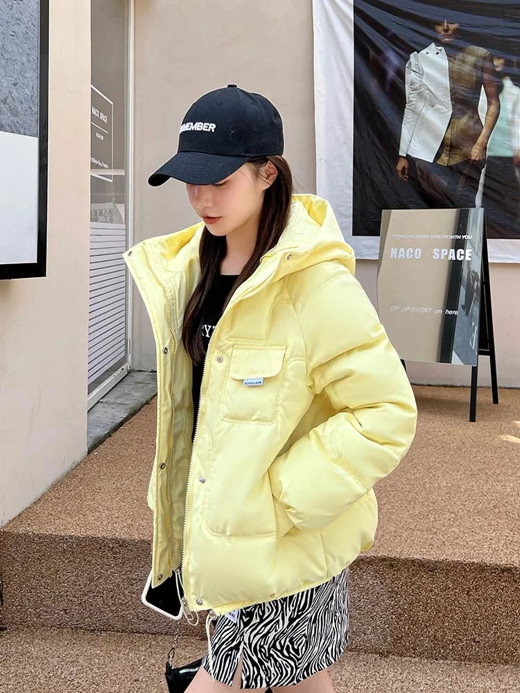 Winter Warm Thick Coats Women Clothes Short Parkas Fashion Black Cotton Padded Female Down Jacket Elegant Hooded Coat