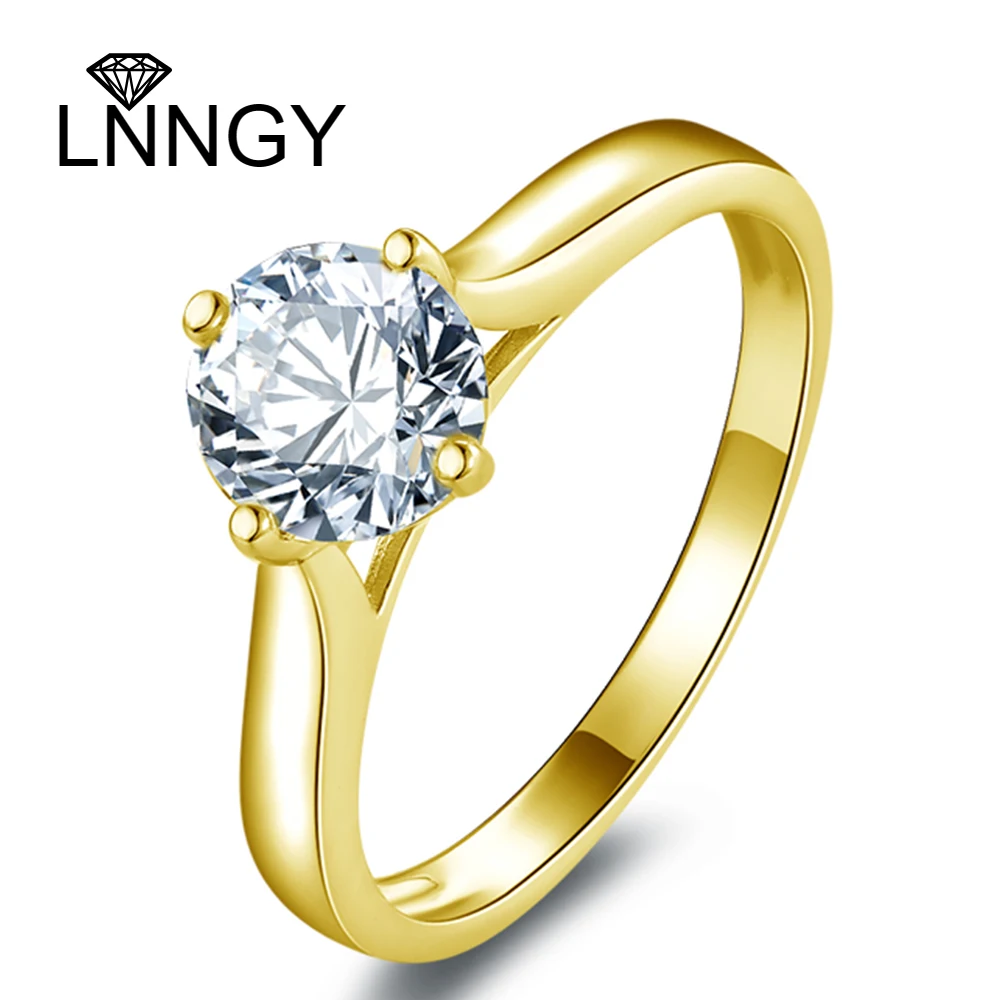 

Lnngy Exquisited D-Color 1.0 Carat Moissanite Solitaire Ring For Girls 10K Pure Gold 4 Prong Engagement Rings AU417 Jewelry Gift