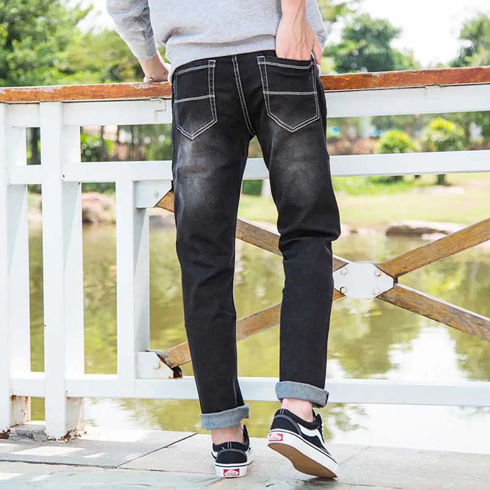 Autumn Winter Straight Loose Denim Pants Men's Casual Jeans Elastic Fashion Trend Baggy Trousers Streetwear Clothing