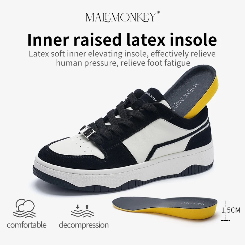 MALEMONKEY Platform Sneakers Women Leather Flat Shoes New 2023 Trend Round Toe Non-slip Breathable Female Shoes Handmade