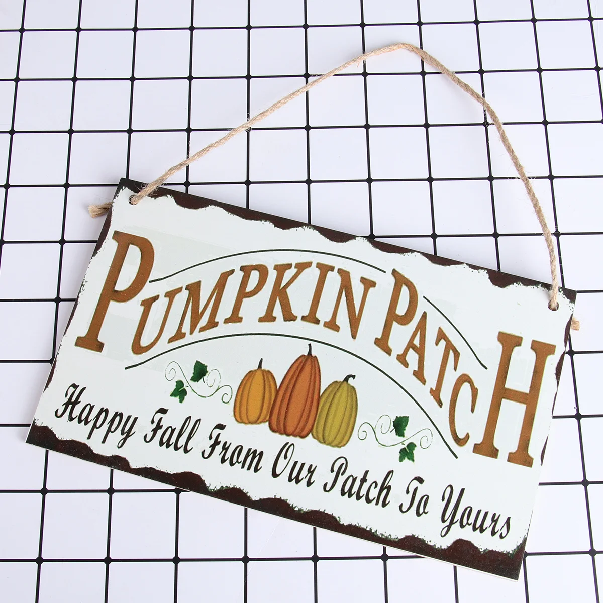 

Happy Harvest Board Hanging Indoor Outdoor Pumpkin Pattern Decor for Home Office School Party