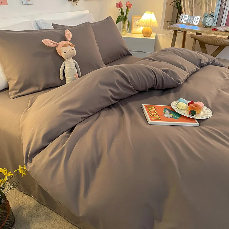

Duvet Cover Set Solid Color Quilt Cover Set Single Double King Size Bed Cover Set Skin Friendly Fabric Bedding Set