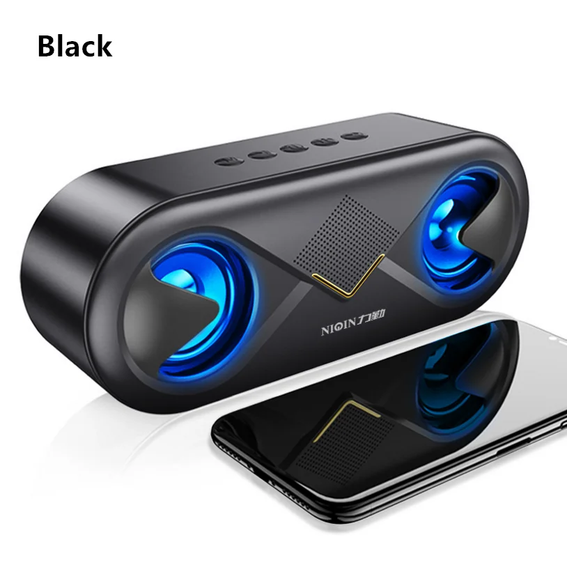 

Portátil Sem Fio Bluetooth 5.0 Alto-falante 4d Som Estéreo Alto-falante Ao Ar Livre Chifres Duplos Apoio Tf Cartão/usb Drive/aux