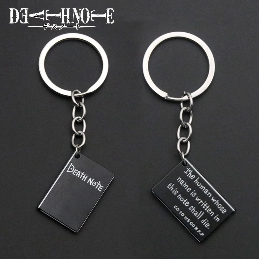 Anime Death Note Keychains Black Note Book Double Sided Pendant Keyrings Men Women Fashion Trinket Jewelry Bags Car Gifts