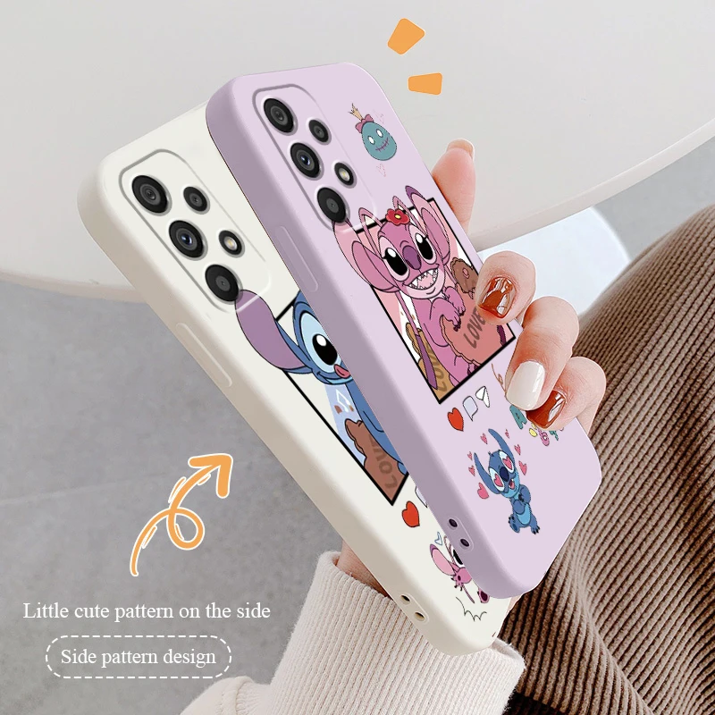 

Disney Stitch Fashion Cute Liquid Rope Funda Phone Case For Samsung A73 A53 A33 A52 A32 A23 A22 A71 A51 A21S A03S A50 A30 5G