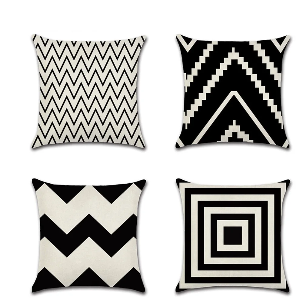 

Black and White Pillowcase 45cmX45cm Square Sofa Pillow Cover Square Pattern Cushion cover