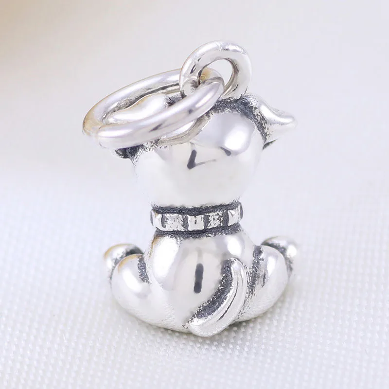 Подвеска из серебра 925 пробы с черной эмалью в виде щенка лабрадора