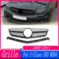 high quality car front bumper grille racing grill for mercedes for benz c class w204 c63 for amg 2008 2009 2010 2011