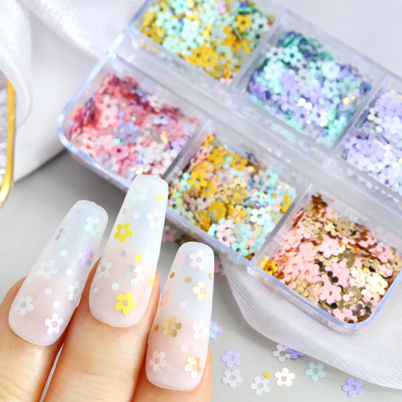 

Macaron Korean Mini Flower Nail Art Decorations Materials Flake Glitter Sequins Manicure Accessories for Gel Nail Design Parts