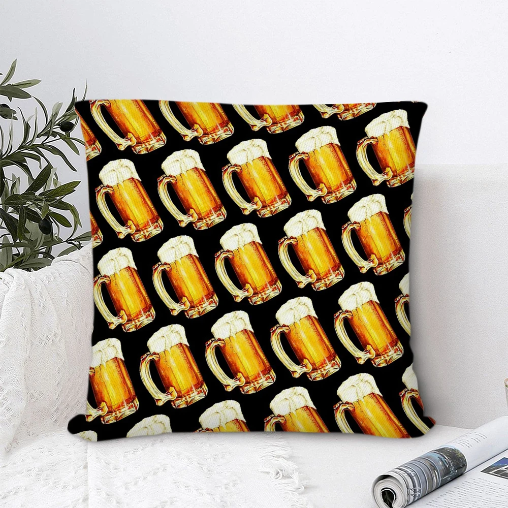 

Bier Pattern Customize Cushion Cover Super Soft Pillowcase Cartoon Geometric Patterns Pillows Covers Home Decor