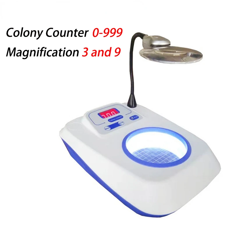 

220V Penghitung Koloni Digital Total Detektor Kuantitas Bakteri Peralatan Pengujian Bakteri Detektor Hitung Bakteri dengan 3/9X