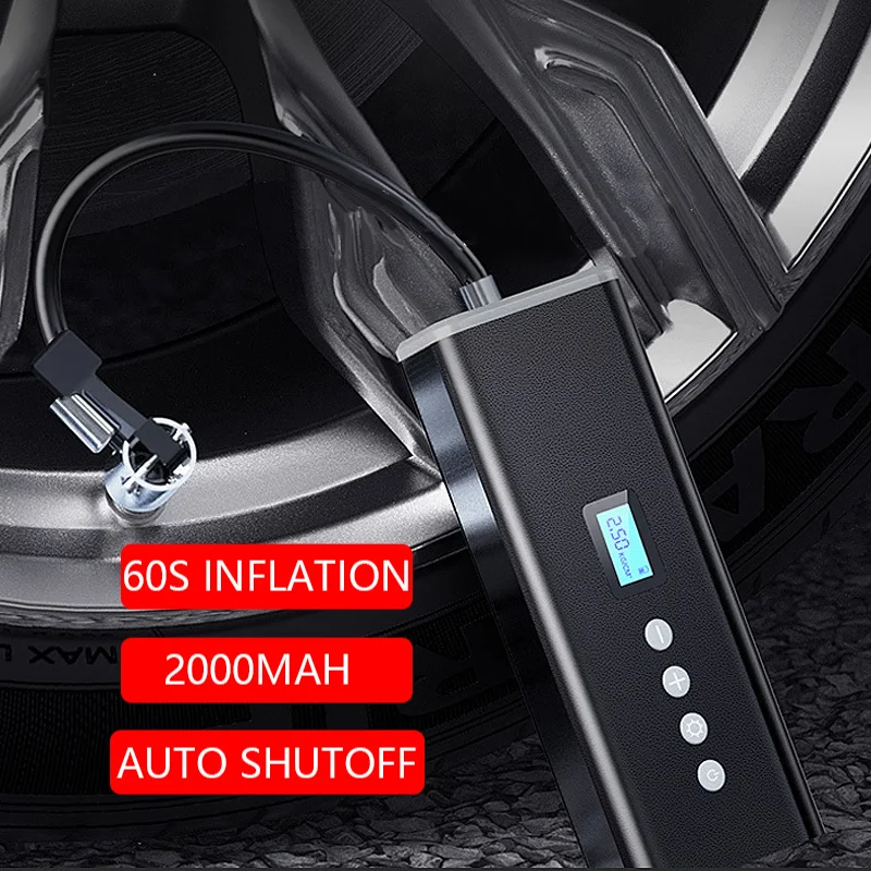 

Car Air Compressor Portable,Mini Cordless Tire Inflator,2000Mah Battery Electric Air Pump For Bike,Motorcycle,Ball,Tool