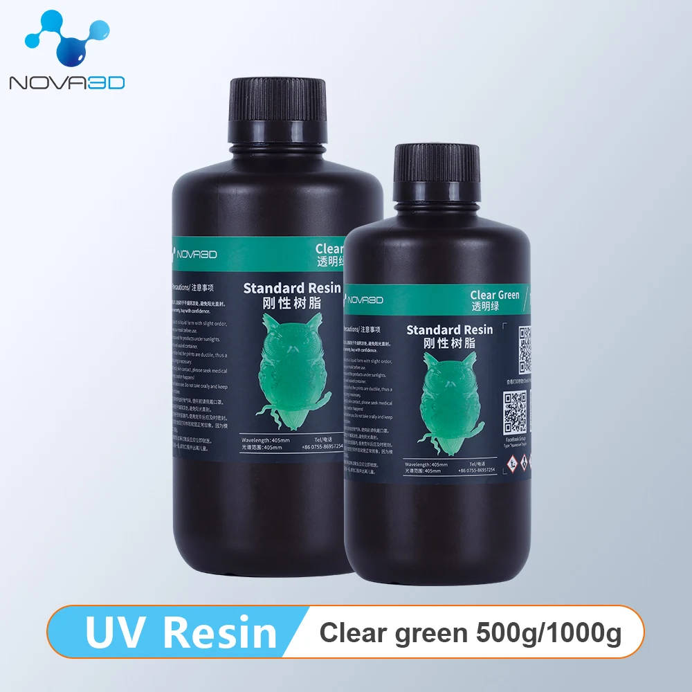 

NOVA3D UV Resin 3D Printer Clear Green Photopolymer 405nm LCD DLP UV Sensitive Liquid Material Transparent Green 500g/1000g