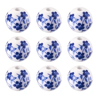 10pcs 12mm dodger blue flower round ceramic porcelain loose spacer bead lot for diy jewelry making necklace bracelet accessories