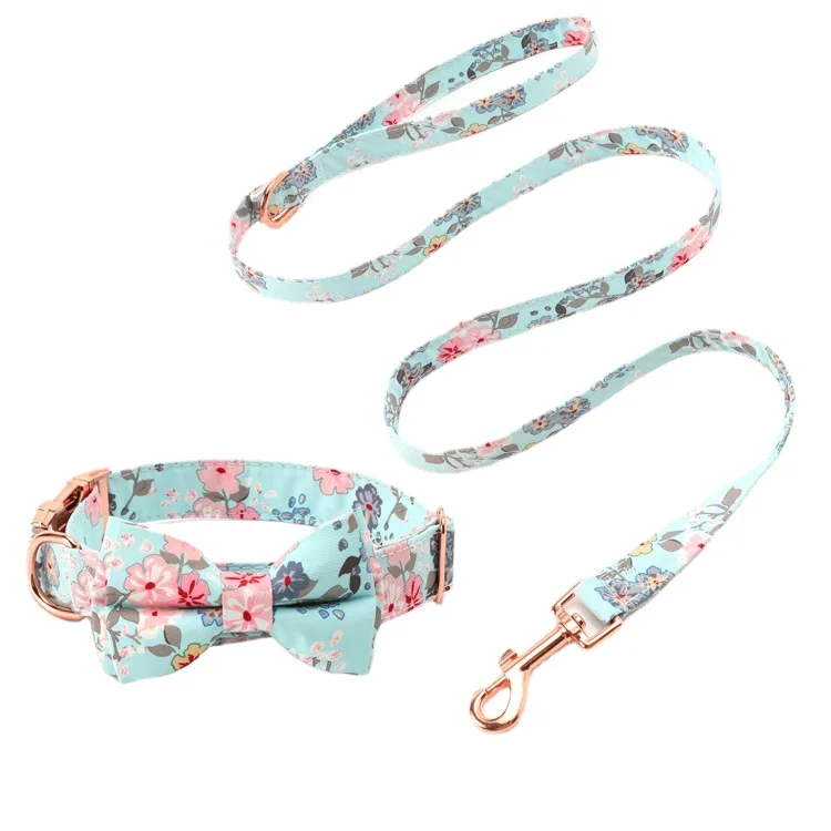 

Dog Collar Printed Personalized Puppy Cat Collar Leash Accessories Floral Dog Leash for Small Medium Dogs Harness and Leash Set