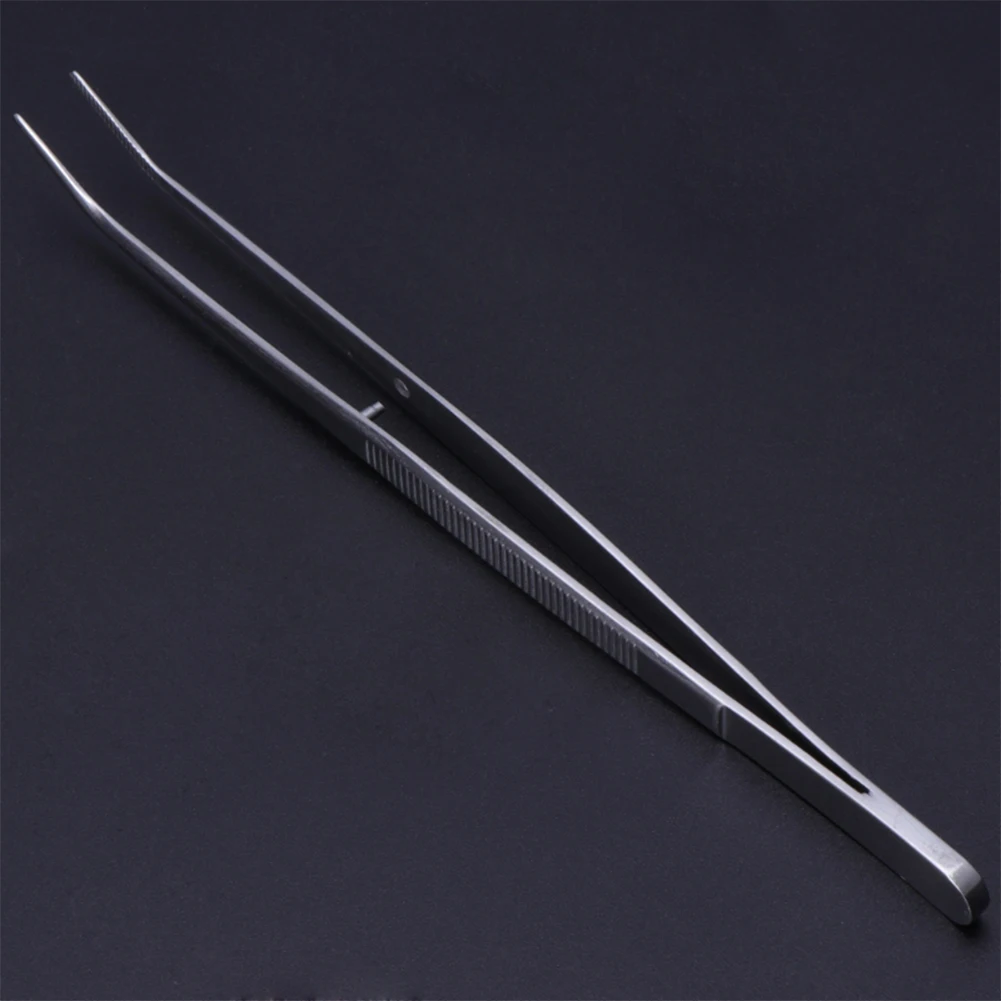 

15.7cm Silver Stainless Steel Tweezers Bend Chuck With Positioning For Dentistry Tea Set Planting Restoration Hand Tools