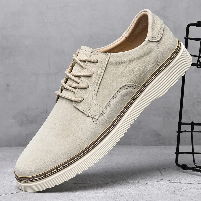 

Shoes Mens Suede Genuine Leather Casual Sneakers England New Fashion Business Luxury Flexible Non-slip Comfortable Dad Sheos Men