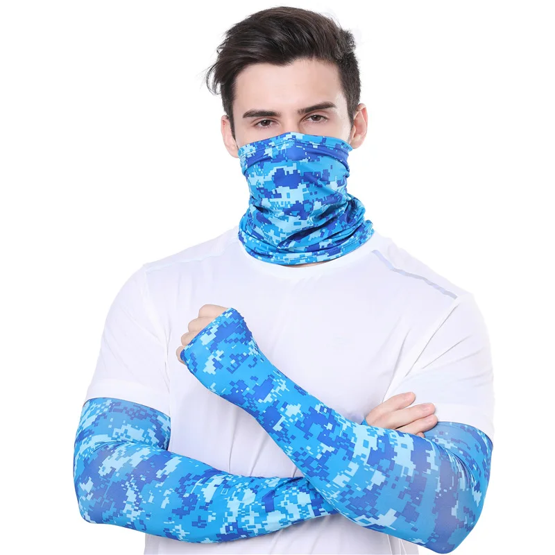 

Outdoor Sports Cycling Ice Silk Sleeves Women Quick-drying Breathable Fishing Men Arm Sleeves Bandana Sunscreen Combination Suit