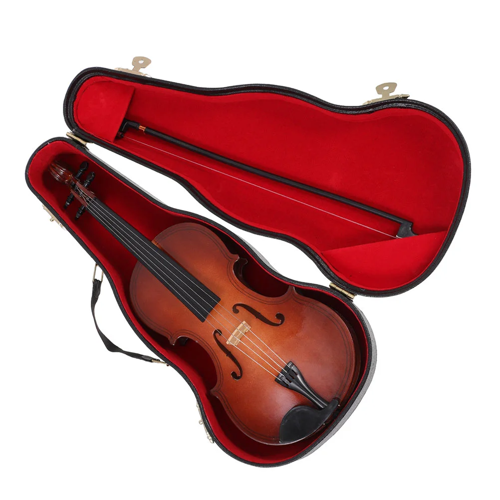 

Micro Toys Model Violin Desktop Adornment Birthday Present Decorative Fake Plastic Instruments Wood Child