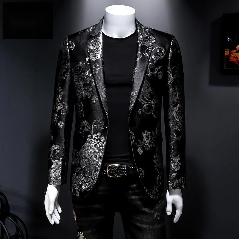 

Mens Vintage Jacquard Wedding Groom Suit Metal Gold Yarn Luxury Dinner Chaqueta Hombre Formal Slim Blazer