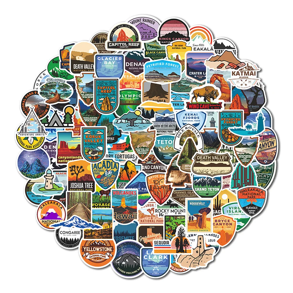

50/100PCS National Park Landscape Aesthetic Stickers for Children Travel Luggage Guitar Skateboard Waterproof Sticker Decals