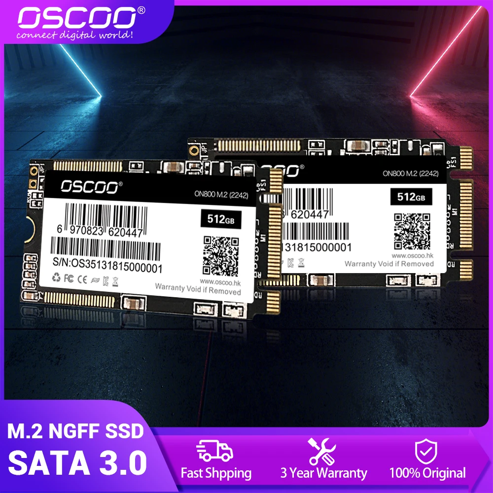 

Oscoo M.2 2242 NGFF SSD Hard Disk 16GB 32GB 64GB 128GB 256GB 512GB Solid State Drive 2D MLC Flash