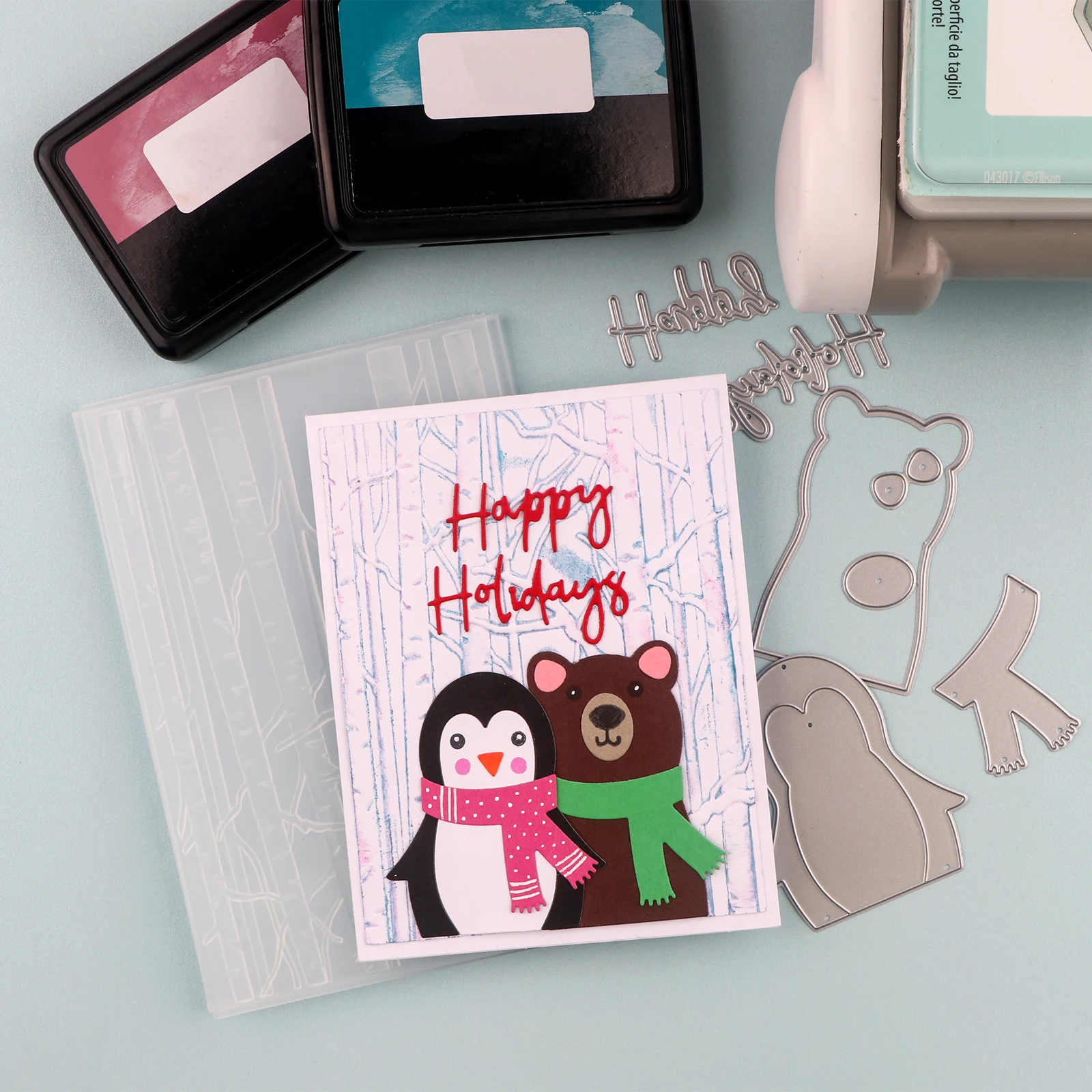 Birch Forest Pattern 3D Embossing Folder and Matching Dies for Adding Textured Detail To Paper Crafting Card Making Supplies