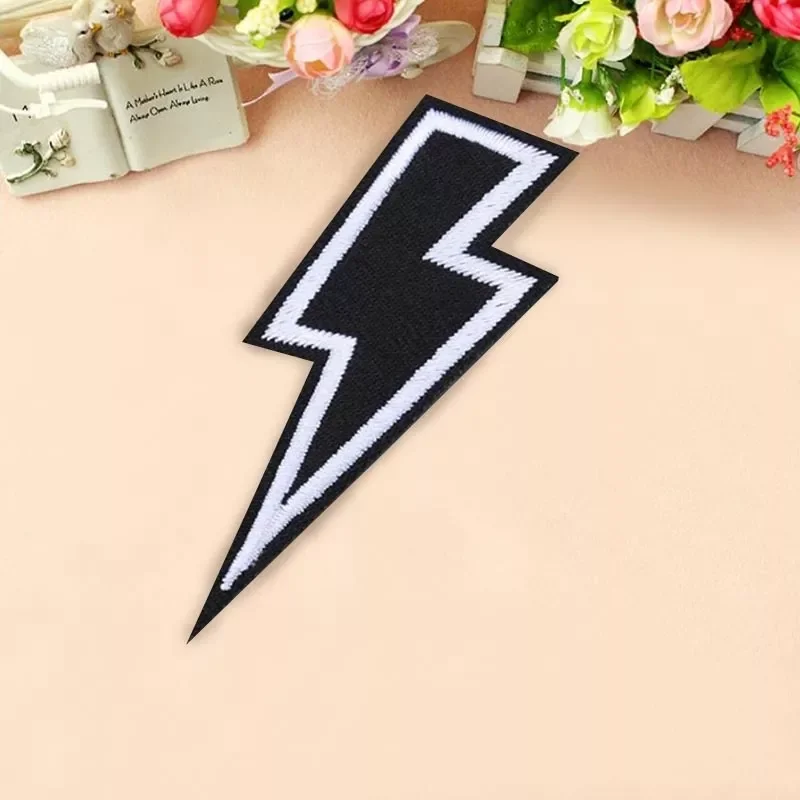 

NEW2022 2 Pcs Embroidered Patch Lightning Logo Iron on Patches for Clothing Punk Clothes Iron Ons Patches