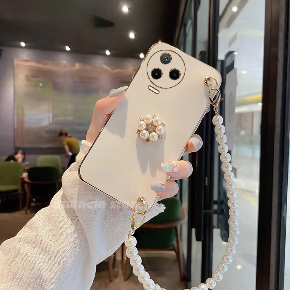 Гальванизированный жемчужный браслет на запястье планшетов для Infinix Note 12 Pro 2023 X676C