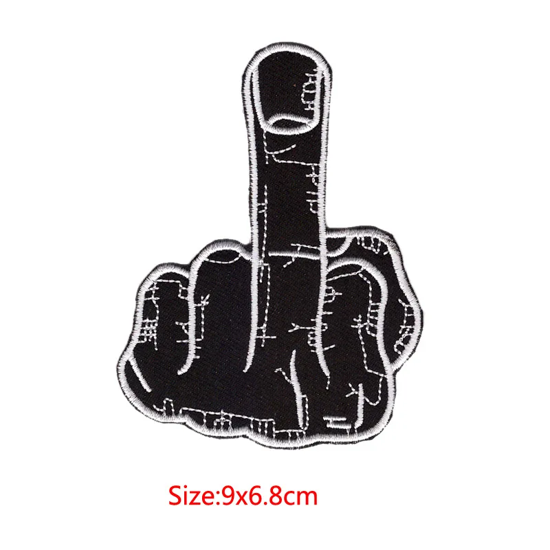 Панк Череп вертикальный средний палец чёрный белый череп нашивки на пальцы