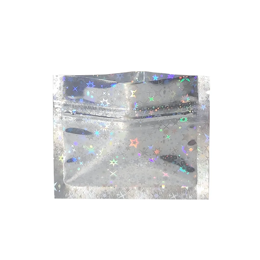 

7.5x6.3cm Star Hologram Self Sealing Zip Lock Mylar Pouches 200pcs/lot Heat Sealable Aluminum Foil Package Zipper Bags