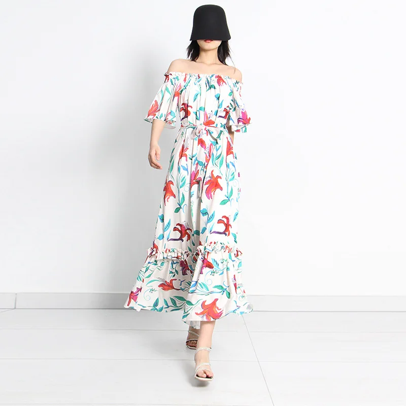 

Elegant Dresses For Women 2022 Summer Female Luxury Party Floral Dress Woman Fashion Designer High Quality Festival Clothing