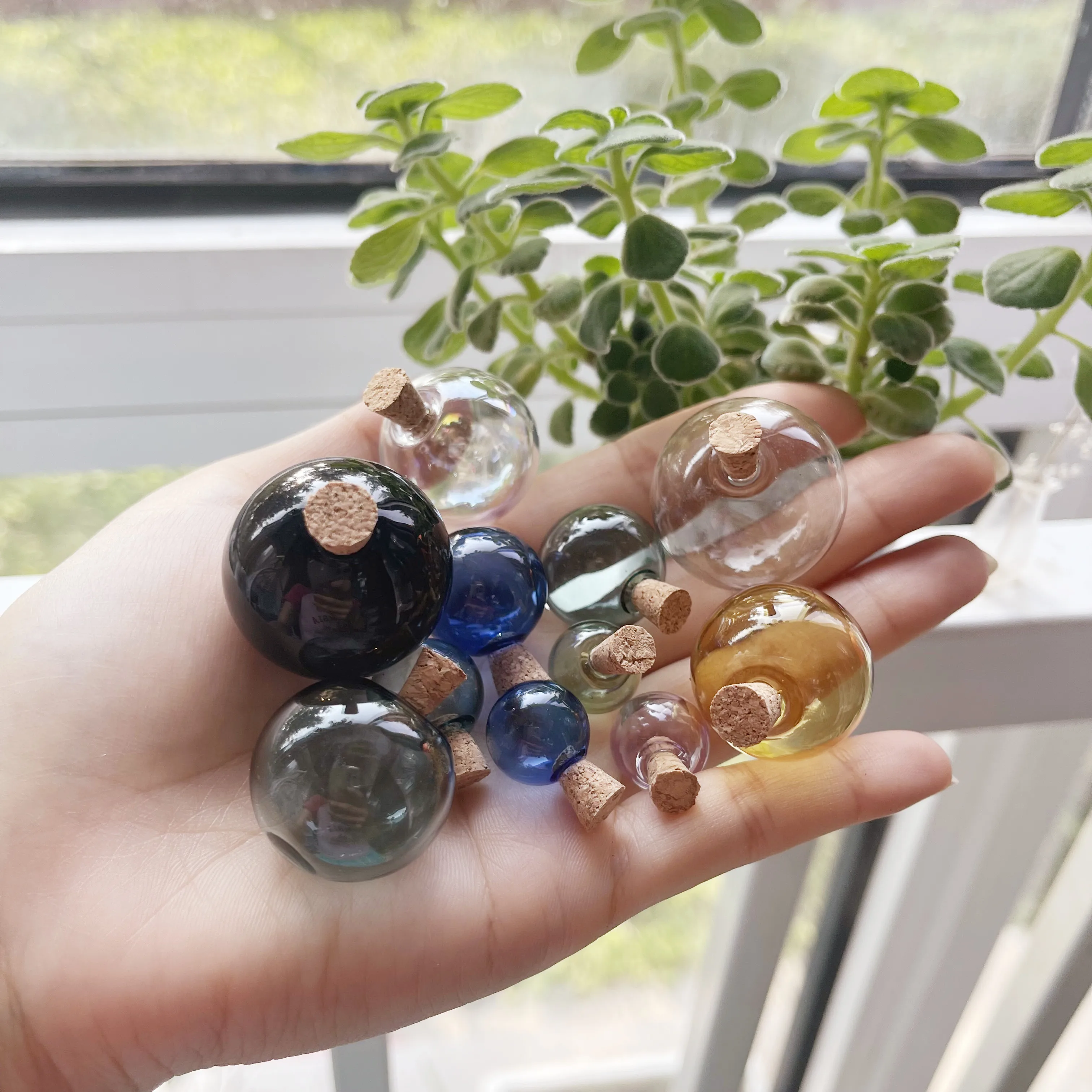 20X 14-30мм Полые стеклянные шарики разных цветов с пробкой для изготовления ювелирных изделий.