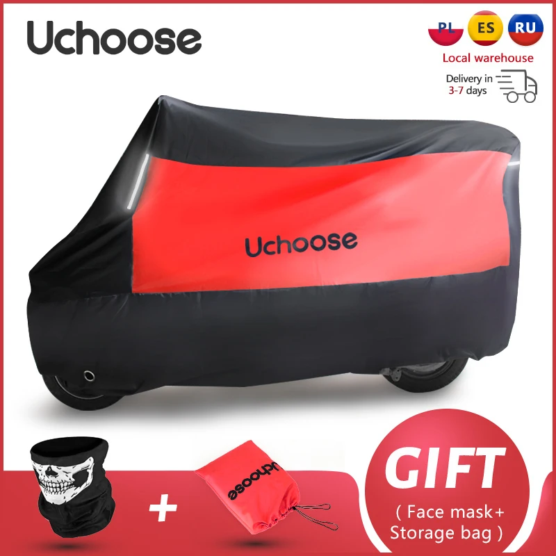 

Uchoose Motorcycle Cover Waterproof Outdoor With Reflective Strips Protector Covers Scooter 190T Motorcycle Raincoat