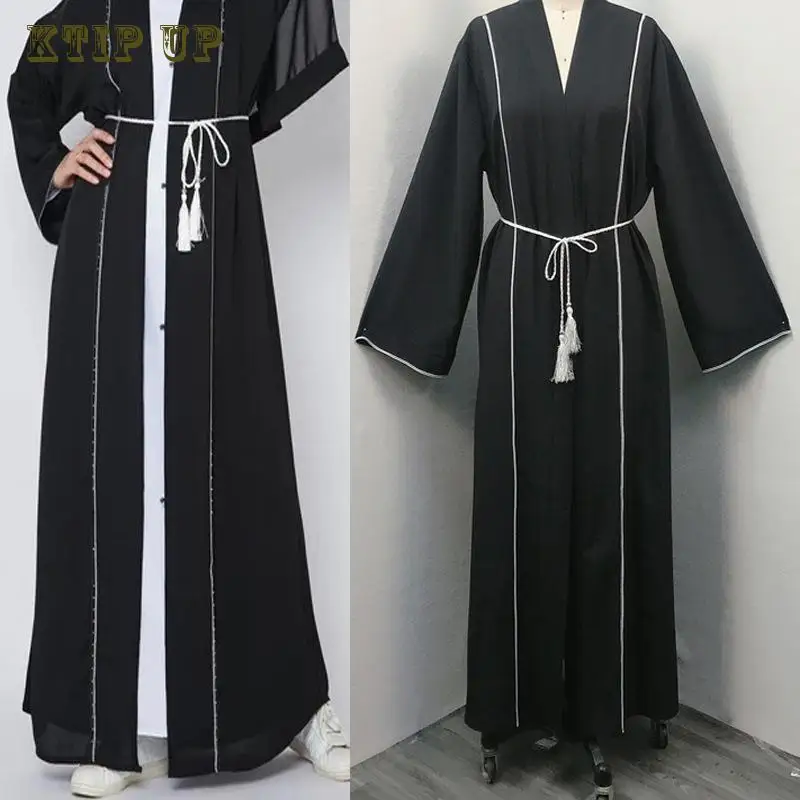 

Dubai Muslim Women Long Sleeve Open Cardigan Maxi Dress Kimono Abaya Kaftan Jilbab Party Arab Gown Islamic Robe Ramadan Clothing